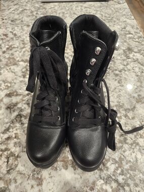 Black Lace-Up Combat Boots
